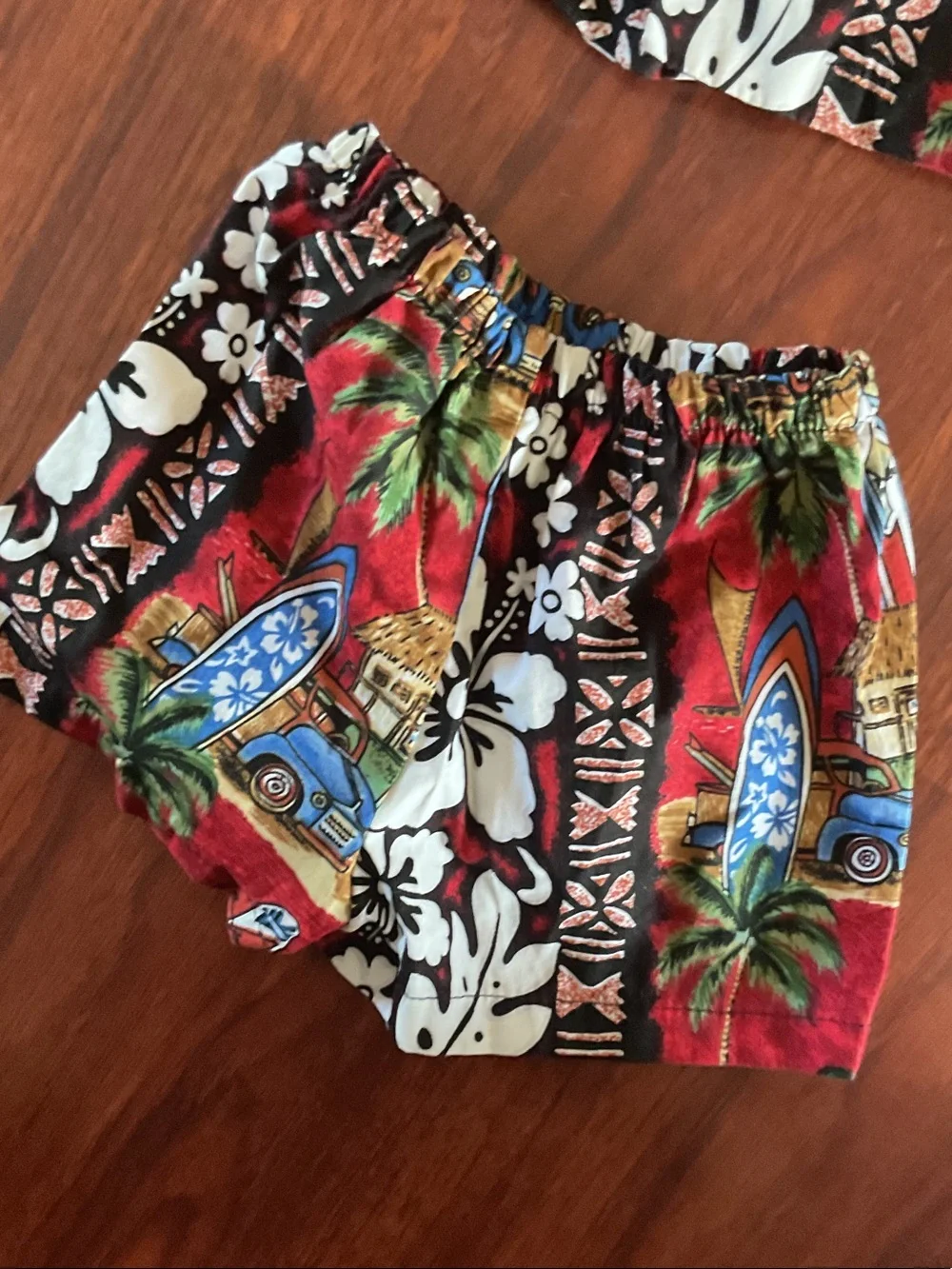 Hawaiian Print Baby button down shirt and shorts -Piece - Tropical